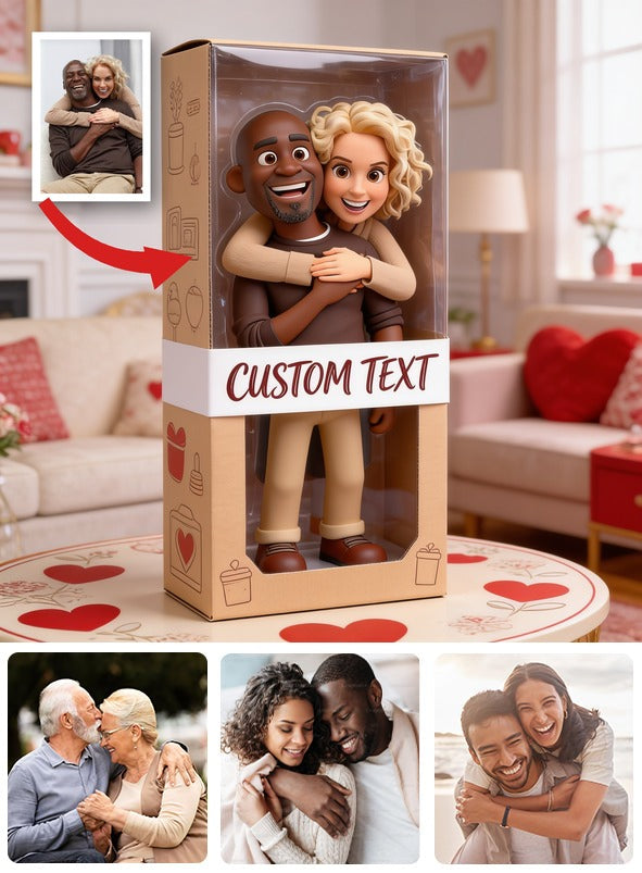 Personalized I Love You Older Couple Hugging Custom Shaped Acrylic Plaque, Romantic Anniversary Keepsake Home Decor Gift