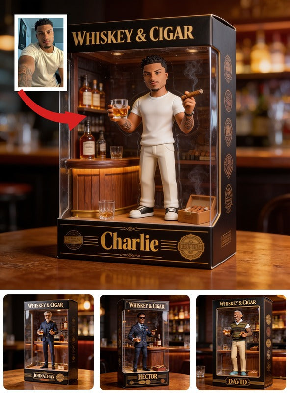 Personalisierte Whiskey- & Zigarrenfigur Acrylplakette Geschenk für Latina Männer