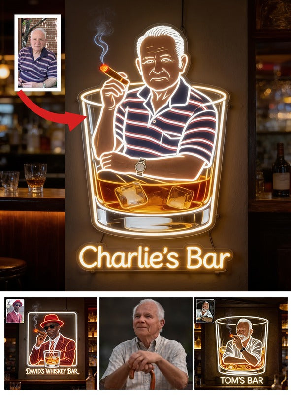 Personalisierte Whiskey Zigarren Bar LED Acrylschild für Zuhause Geschenk für ältere Männer