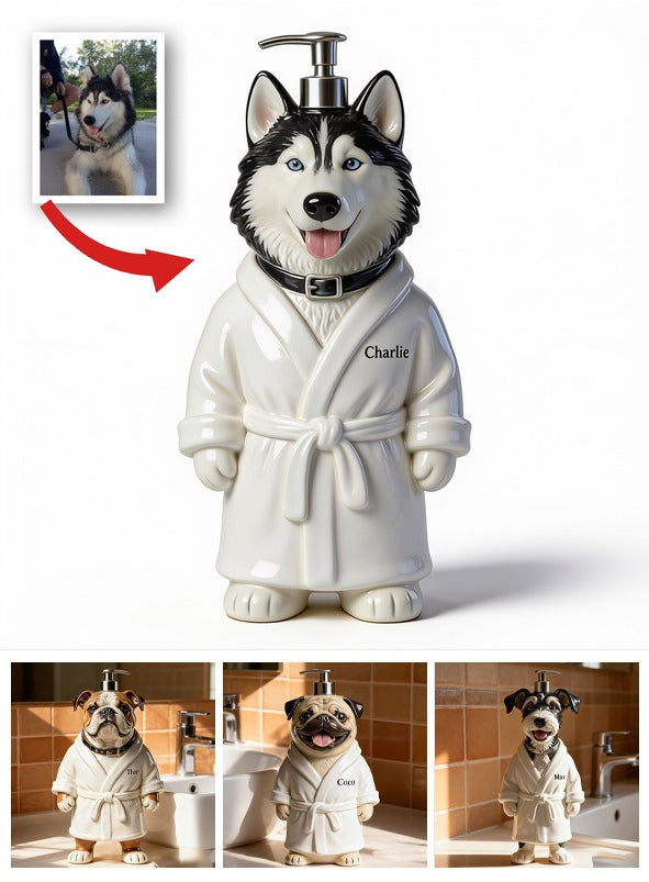 Personalized Siberian Husky Soap Dispenser Dog Lover Bathroom Decor Gift