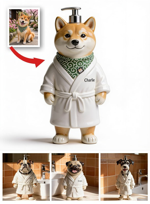 Distributeur de savon japonais Shiba Inu personnalisé - Cadeau déco mignon pour salle de bain