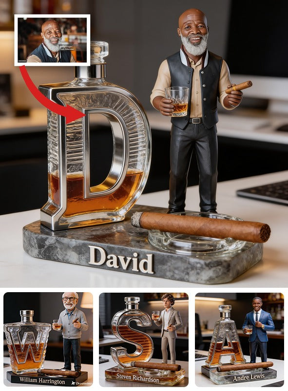 Custom Photo Older Black Man Whiskey Cigar Shaped Acrylic Plaque, Gift for Him
