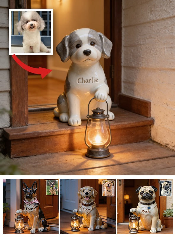 Personalized Gray and White Poodle Dog Solar Acrylic Light Garden Decor