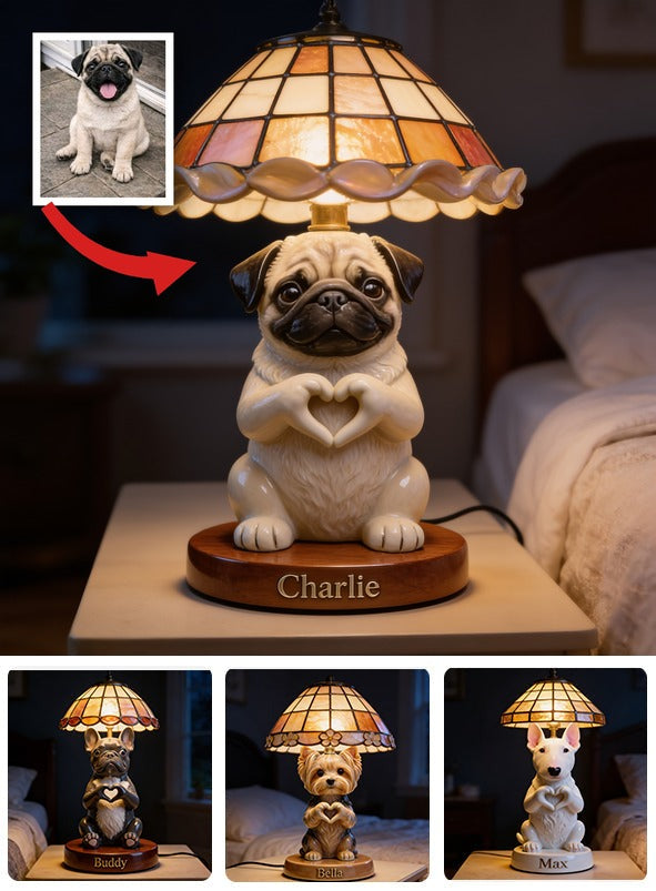 Personalized Cute Pug Acrylic LED Night Light, Dog Lover Bedroom Decor Gift