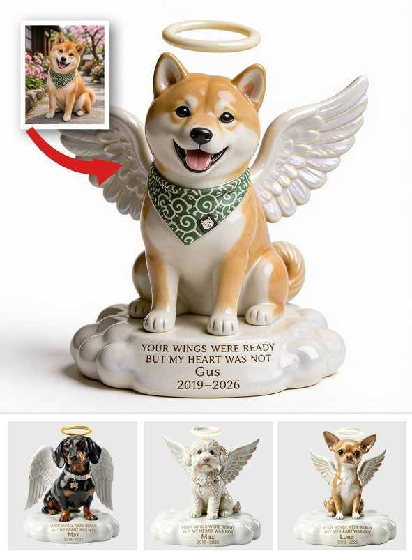 Custom Photo Japanese Shiba Inu Angel Dog Memorial Custom Shaped Acrylic Plaque