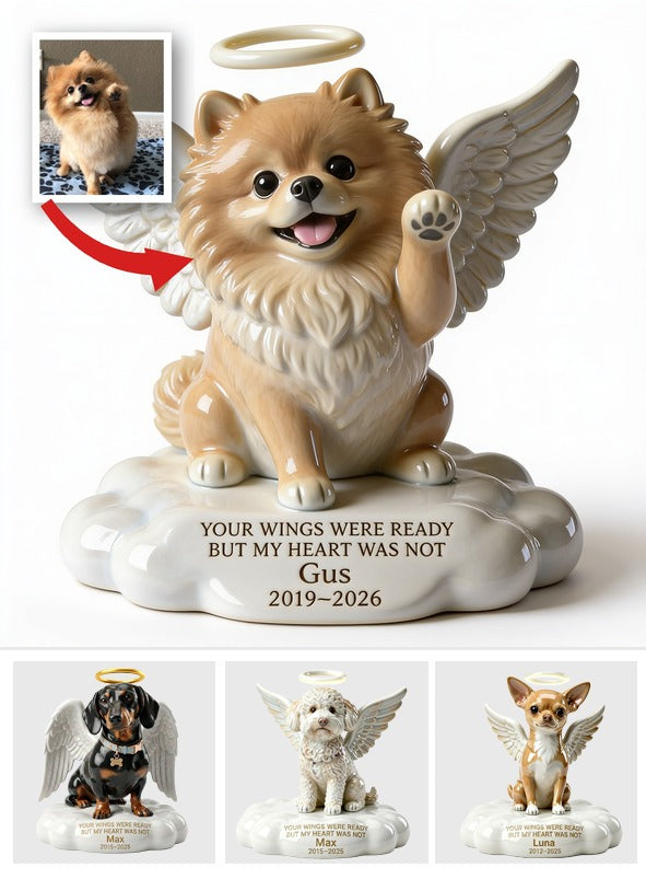 Custom Photo Fluffy Pomeranian Angel Dog Memorial Shaped Acrylic Plaque Pet Loss Gift
