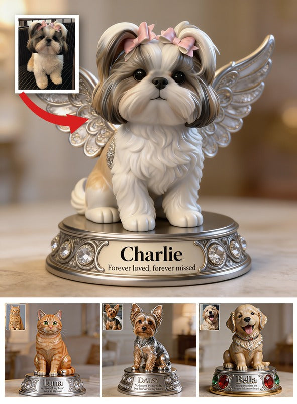 Personalized Angel Shih Tzu Custom Shaped Acrylic Plaque Pet Memorial Gift
