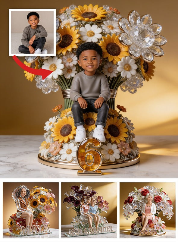 Custom Photo Black Little Boy Custom Shaped Acrylic Plaque, Gift for Son Grandson Nephew