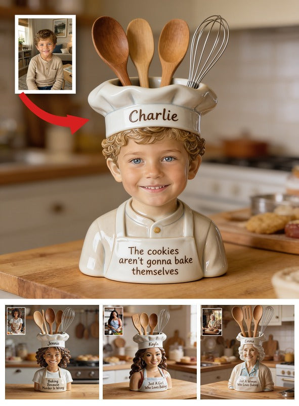 Personalized Latino Little Boy Chef Baking Acrylic Pot Kitchen Decor