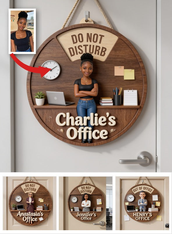 Personalisierte Foto Schwarze Frau Büro Status Spinner Schild Türdekoration
