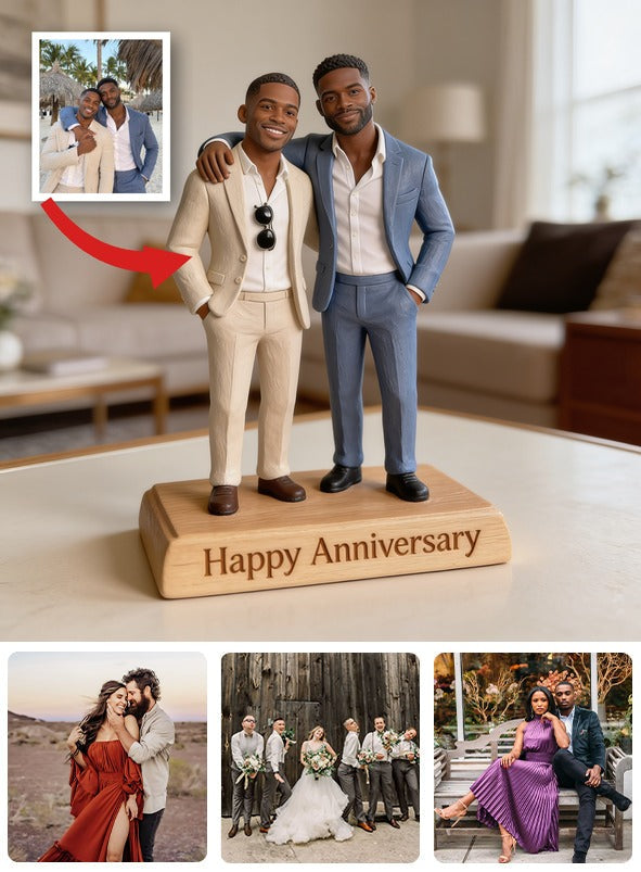 Custom Photo LGBT Anniversary Black Gay Couple Custom Shaped Acrylic Plaque Gift