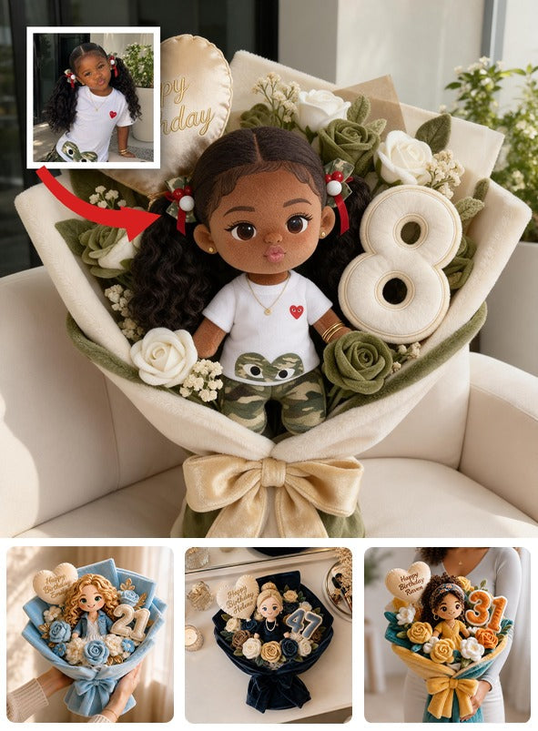 Personalisierte 8. Geburtstags Geschenk Kissenstrauß für schwarze Mädchen