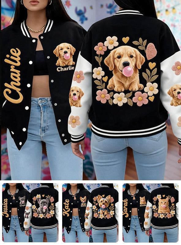 Personalisierte Erwachsene Golden Retriever Varsity Jacke für Hundeliebhaber