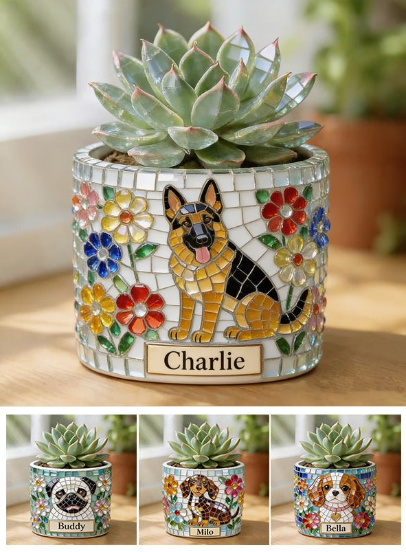 Personalized Black and Tan Adult German Shepherd Ceramic Plant Pot Dog Lover Gift