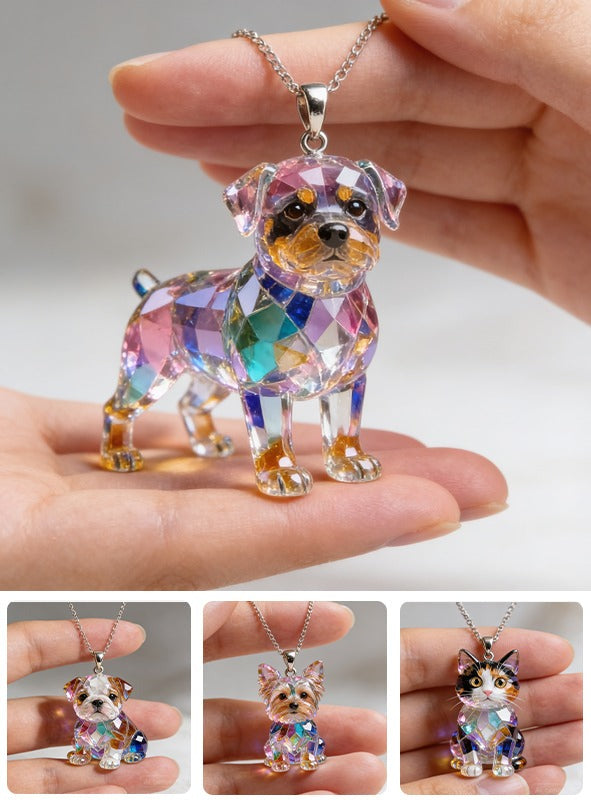 Custom Photo Black and Tan Adult Rottweiler Acrylic Pendant Necklace Dog Lover Gift