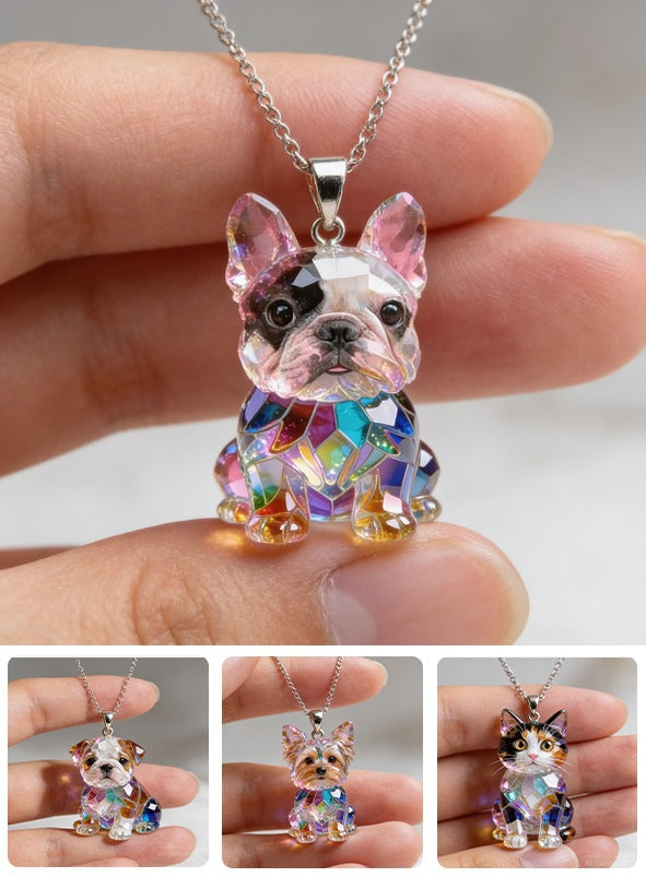 Custom Photo Black and White French Bulldog Acrylic Pendant Necklace Dog Lover Gift