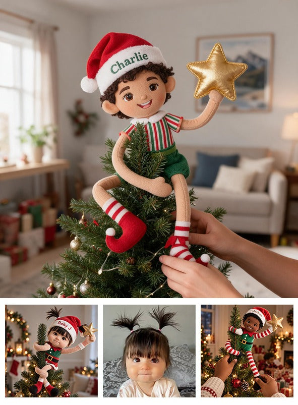 Personalized Christmas Latino Little Boy Posable Plush Doll, Gift for Son Grandson Nephew