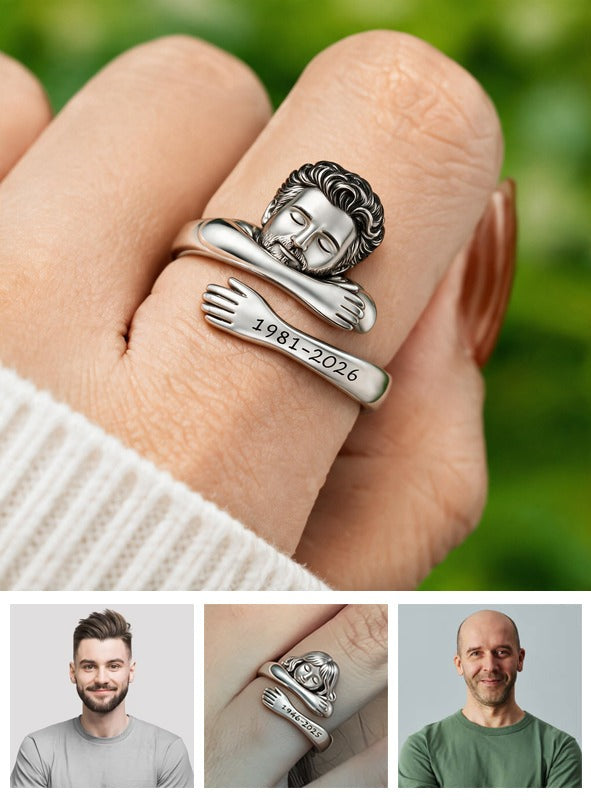 Personalized Middle-Aged Latino Man Memorial Adjustable Hug Ring, Dad Husband Keepsake