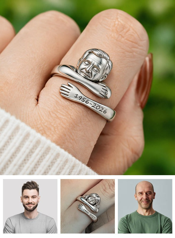 Personalized Older Latino Man Grandpa Memorial Adjustable Ring