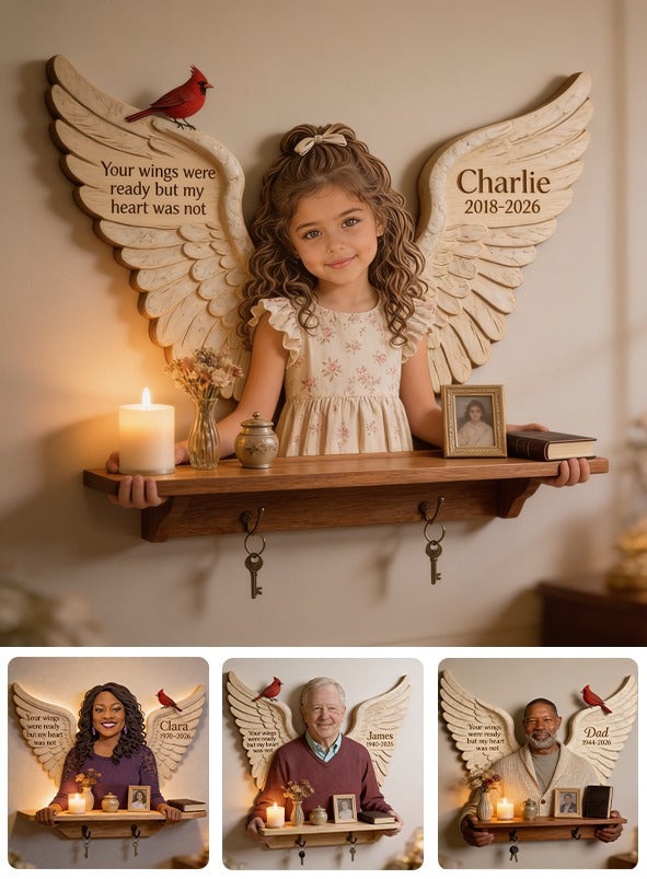 Personalized Latina Little Girl Memorial Wooden Floating Shelf