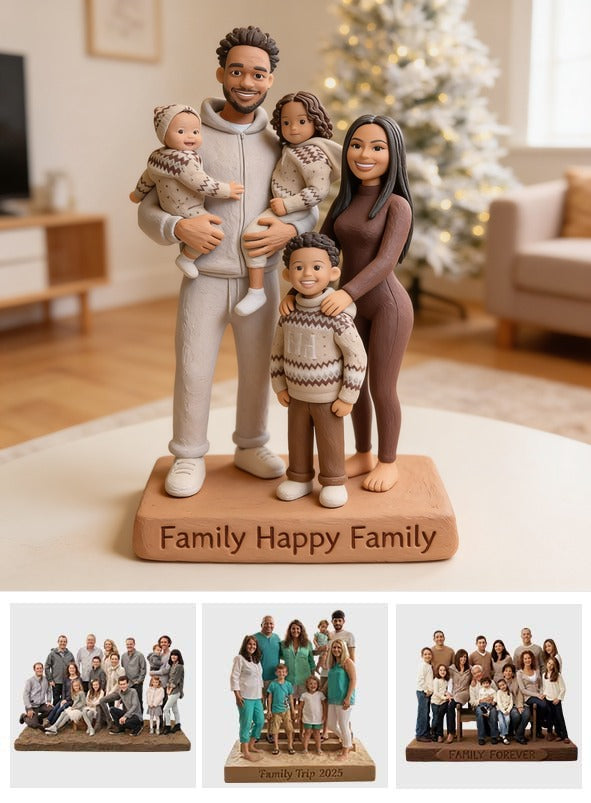 Personalized Christmas Black Christmas Family of Five Custom Shaped Acrylic Plaque