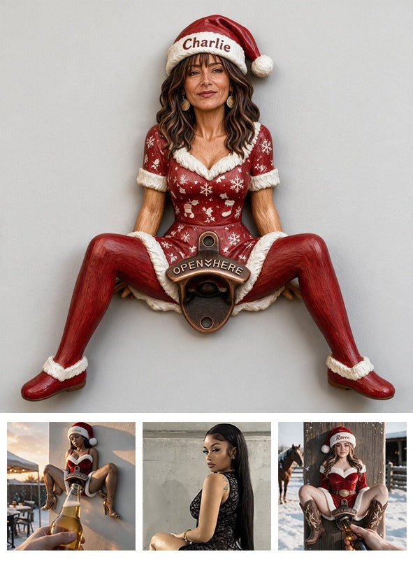 Personalized Christmas Middle-Aged Latina Woman Wall Bottle Opener