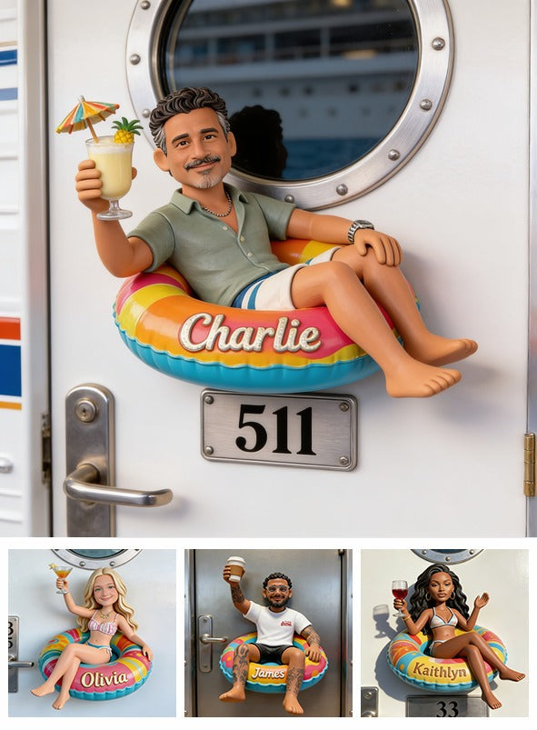 Personalized Middle-Aged Latino Man Cruising 3D Magnet, Dad Husband Gift