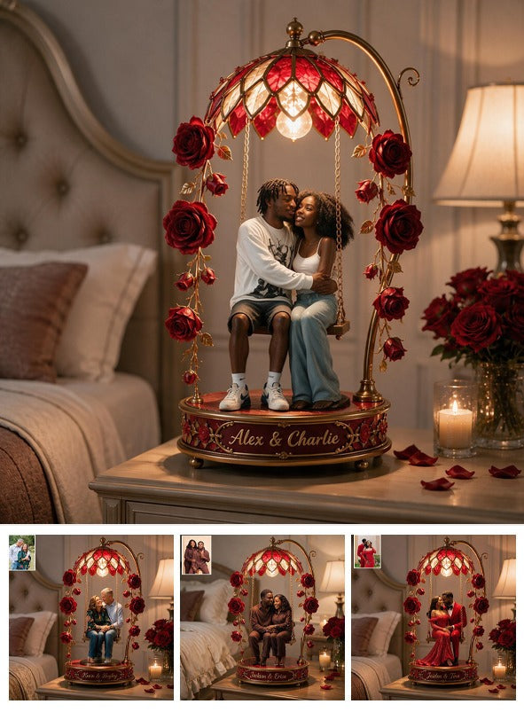 Custom Photo Black Couple Acrylic LED Night Light Personalized Couple Gift