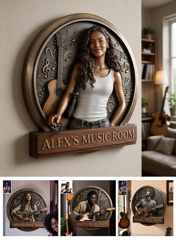 Custom Photo Latina Woman Music Room 3D Cut Metal Sign Wall Decor