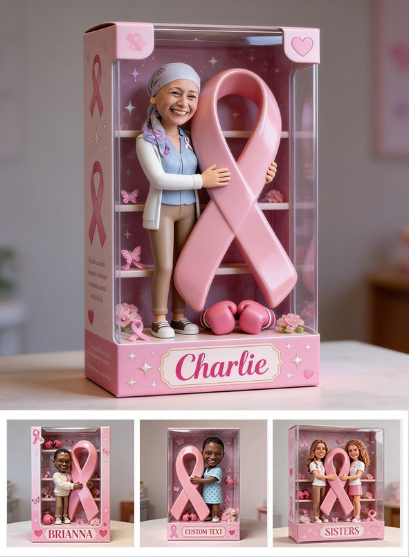 Personalized Middle-Aged Breast Cancer Woman Custom Shaped Acrylic Plaque Breast Cancer Awareness Gift