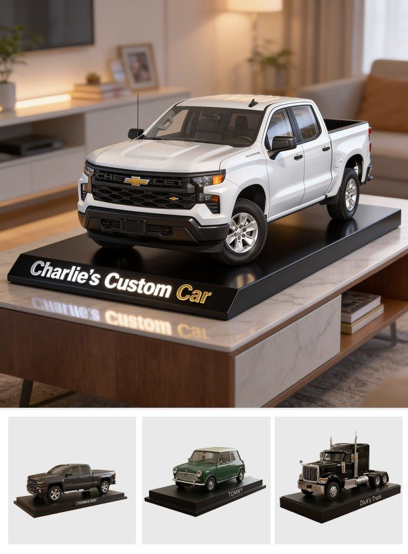 Personalized White Chevrolet Silverado Pickup Truck Custom Shaped Acrylic Plaque Car Lover Gift
