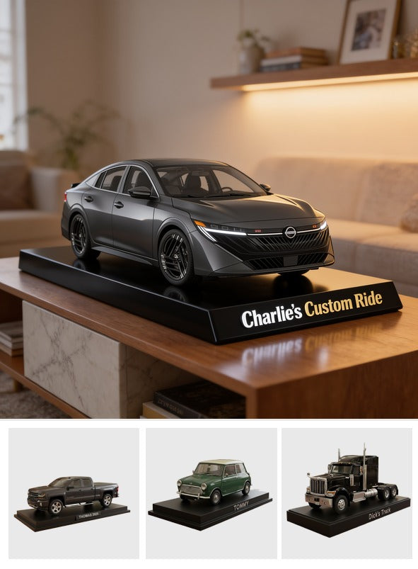 Personalized Dark Grey Nissan Sedan Custom Shaped Acrylic Plaque Car Lover Gift