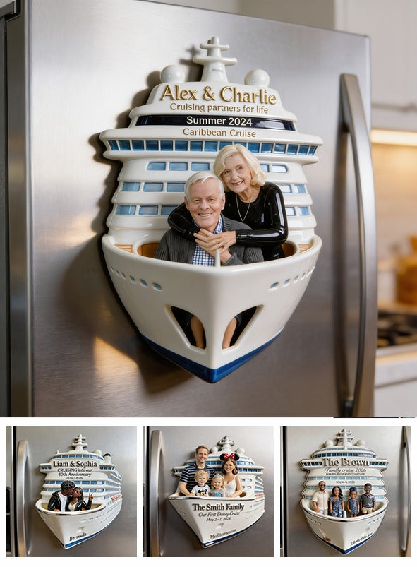 Personalized Older Couple Cruise Fridge Magnet Travel Keepsake Gift