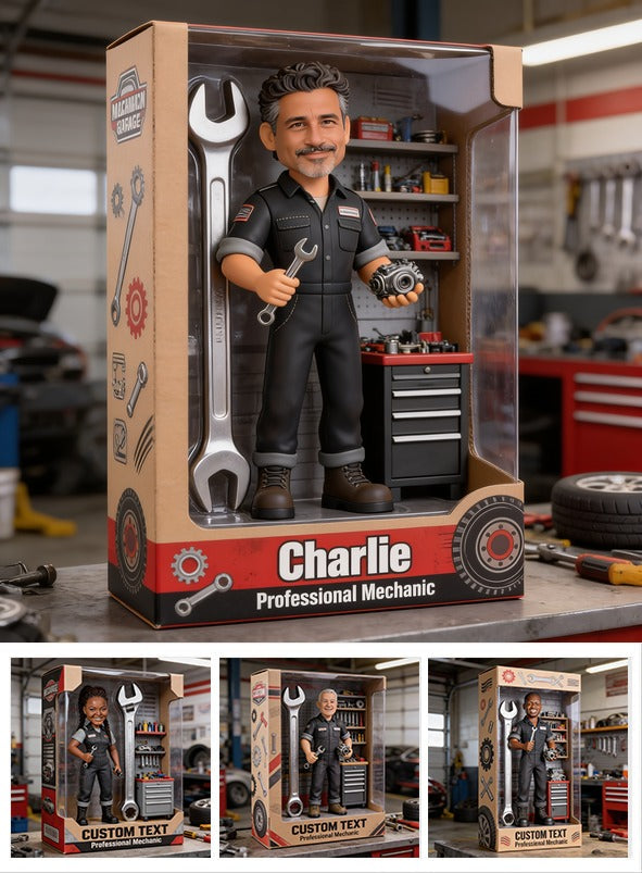 Personalized Middle-Aged Latino Man Mechanic Custom Shaped Acrylic Plaque Garage Decor