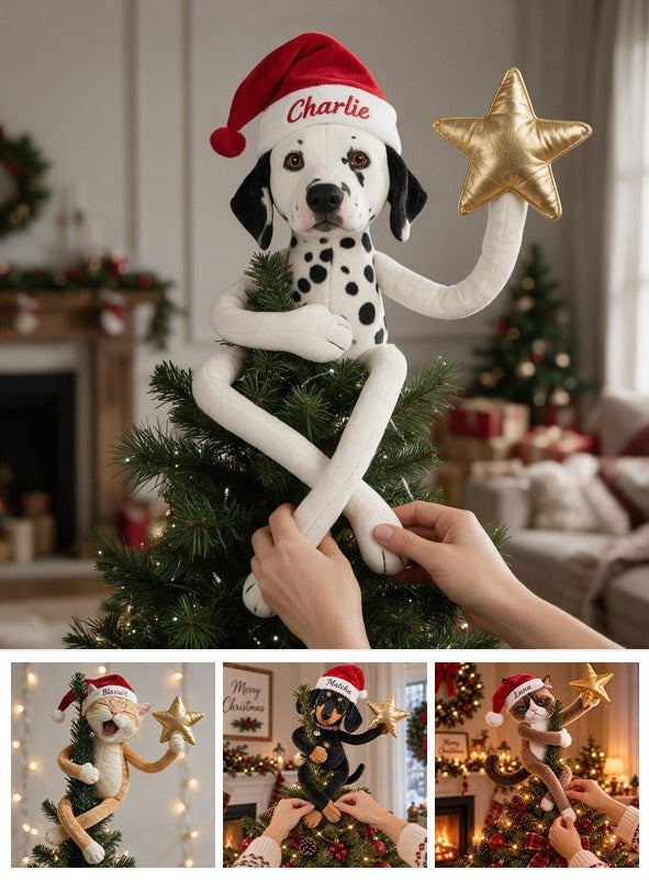 Personalized Christmas Black and White Dalmatian Posable Plush Doll