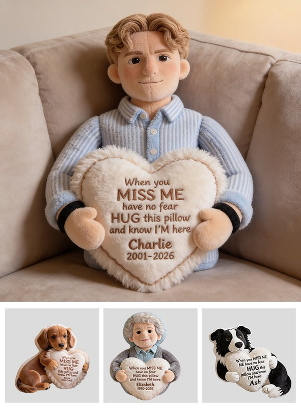 Personalized Memorial Man Shaped Faux Fur Pillow