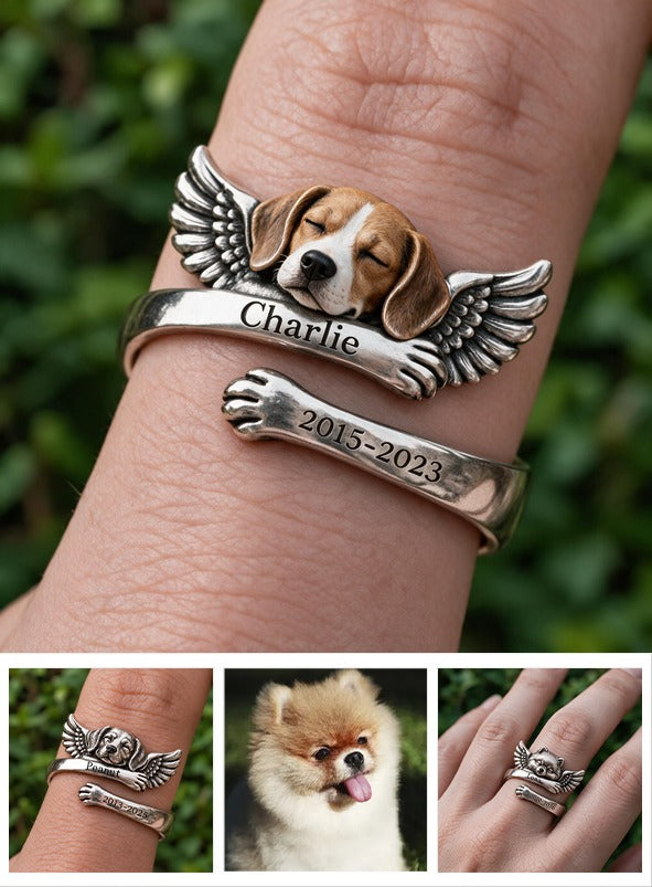 Personalized Adult Beagle Memorial Adjustable Dog Remembrance Ring