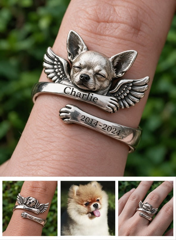 Personalized Chihuahua Memorial Adjustable Ring Pet Keepsake