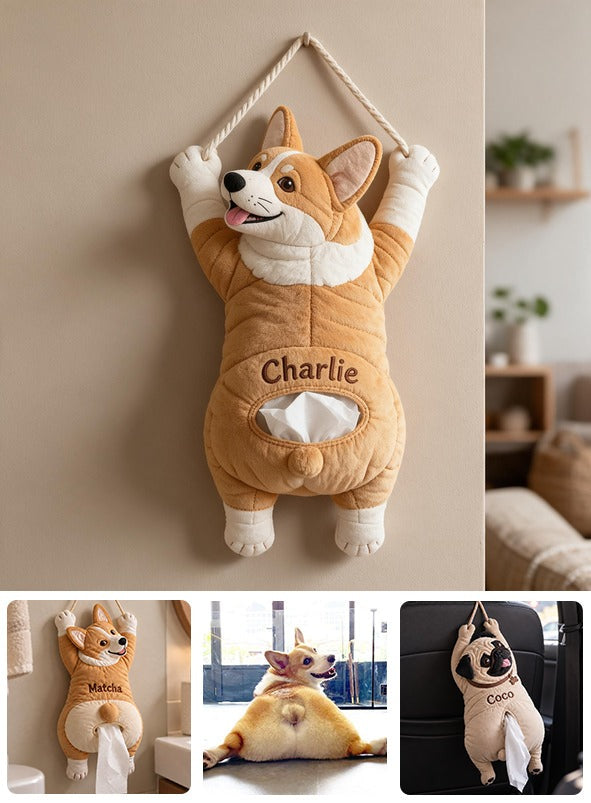 Personalized Tan and White Pembroke Welsh Corgi Pull-Out Organizer