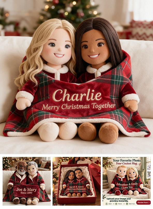 Personalized Christmas Lesbian Couple Premium Faux Fur Pillow Home Decor Gift
