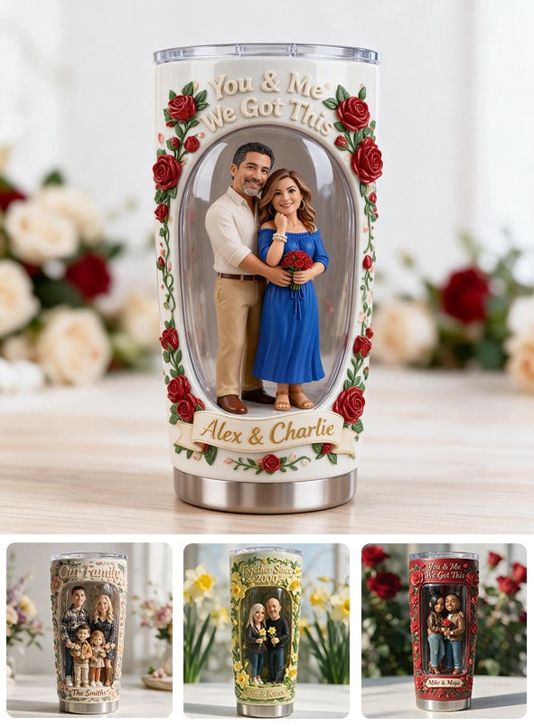 Custom Photo Middle-Aged Latino Couple Tumbler, Husband & Wife Gift