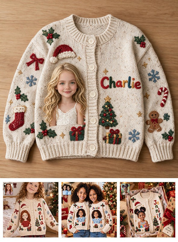 Personalisierter Weihnachtscardigan für Mädchen - Geschenk für Tochter, Enkelin, Nichte