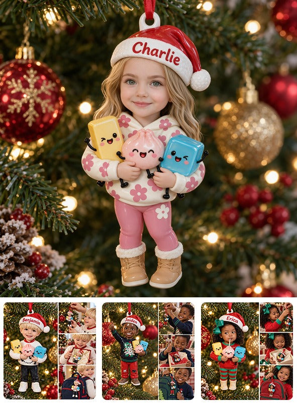 Personalized Christmas Little Girl 3D Ornament, Cute Keepsake Gift for Kids