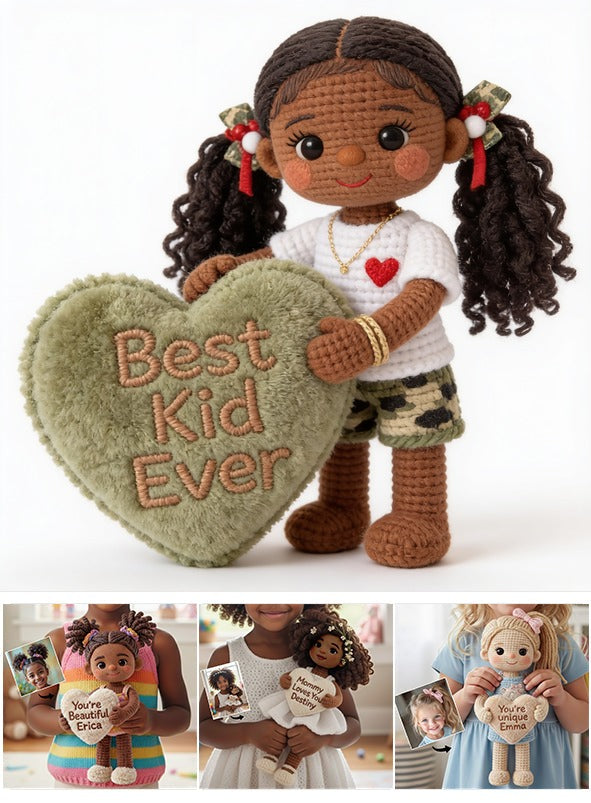 Personalized Black Little Girl Premium Faux Fur Pillow, Gift for Daughter Granddaughter Niece