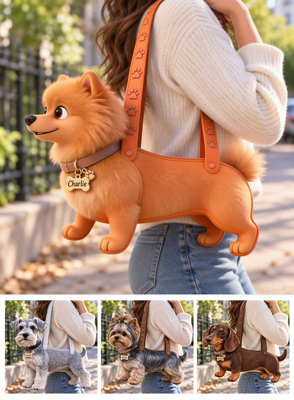 Personalized Fluffy Golden Tan Pomeranian Custom Shaped Tote Bag Dog Lover Gift