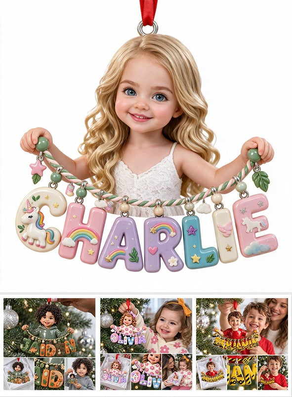Personalized Little Girl Name Ornament, Custom Keepsake Gift for Daughter Granddaughter Niece