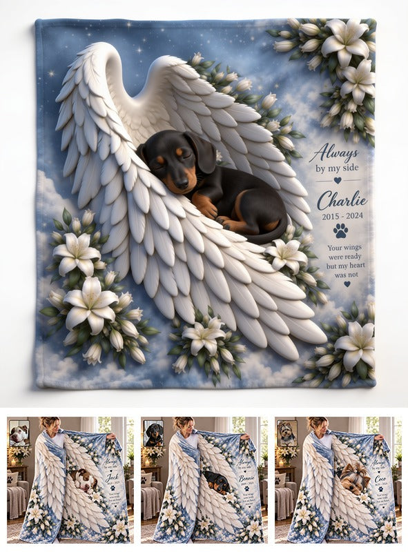Personalized Black and Tan Dachshund Puppy Memorial Wearable Blanket