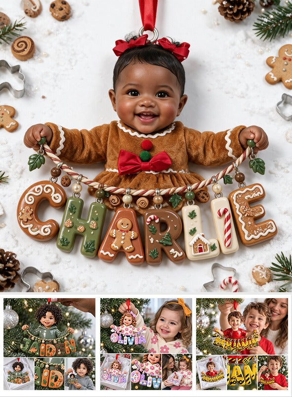 Personalized Christmas Black Christmas Baby Girl Gingerbread Costume Ornament Gift for Kids