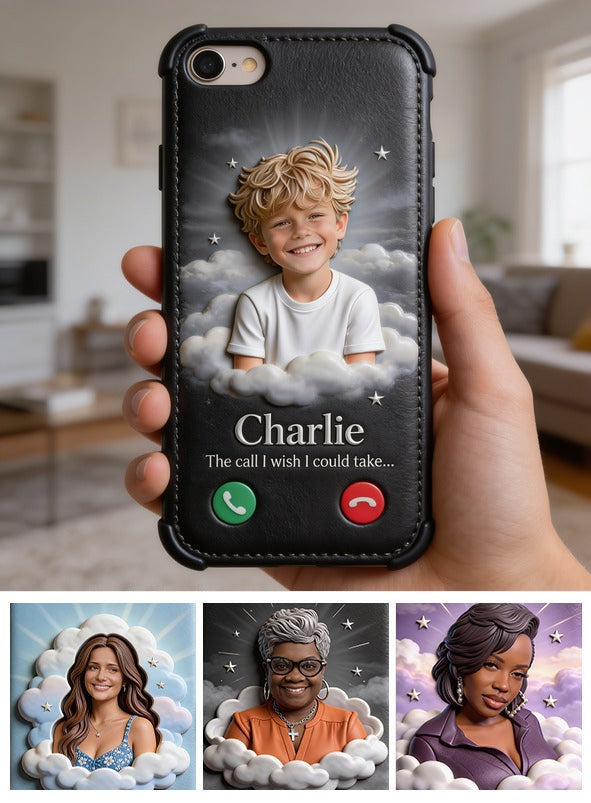 Personalized Little Boy Memorial Leather Phone Case Keepsake Gift
