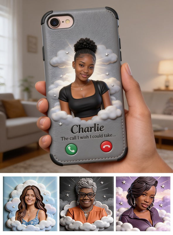 Personalized Black Woman Memorial Leather Phone Case Remembrance Gift